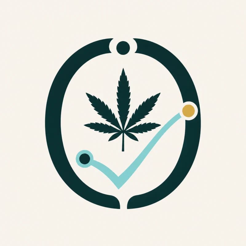 Cannabis qualification symbol — a leaf with a checkmark
